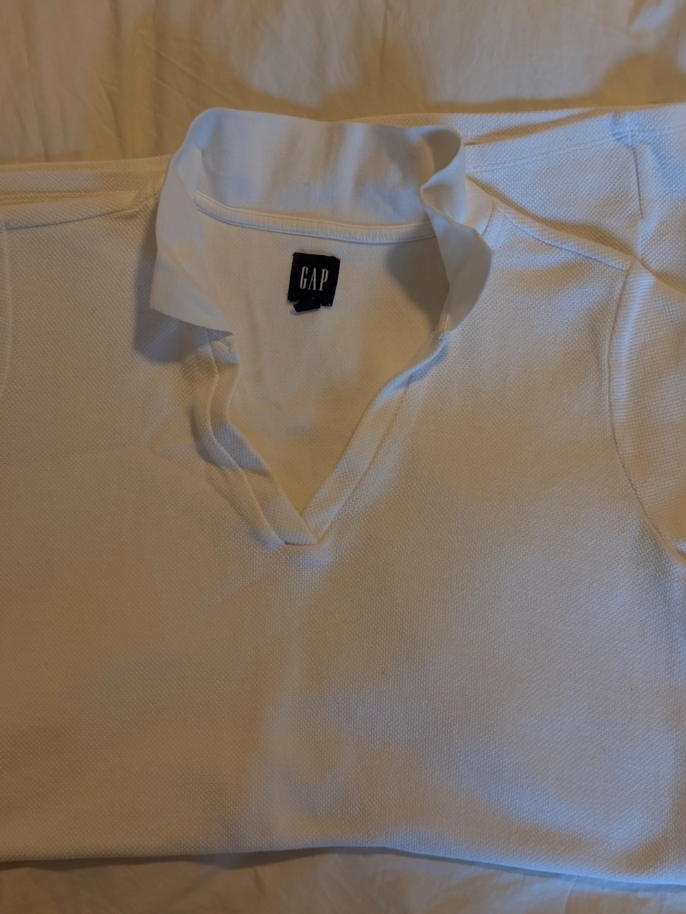 GAP Women White Waffle-Knit Polo Dress